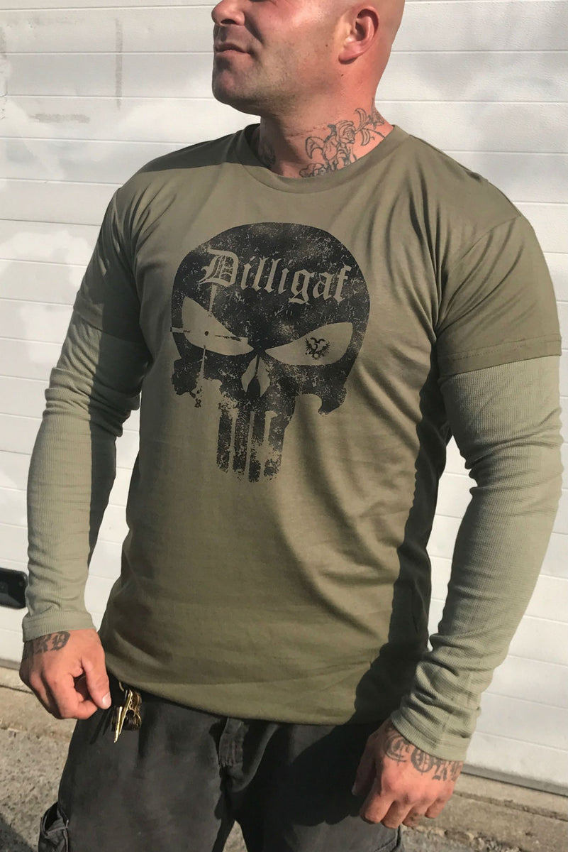 DEVGRU Punisher T-Shirt - Military Tactical Tee, Olive Green, XXL - 200gsm 100% Cotton - View #10