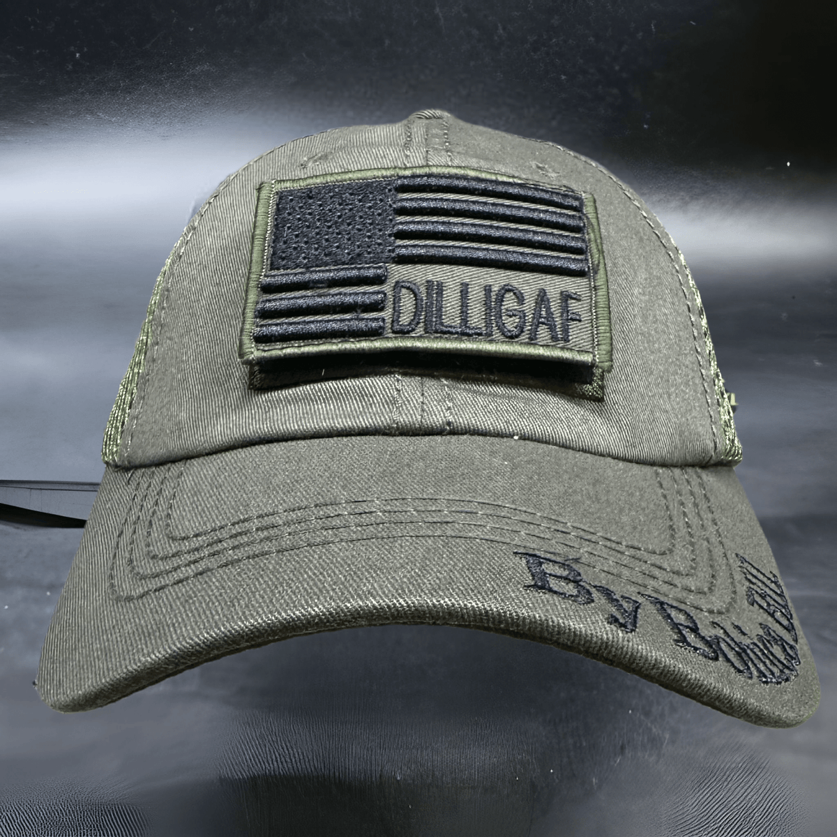 Olive Two Toned USA Mesh Dilligaf Hat