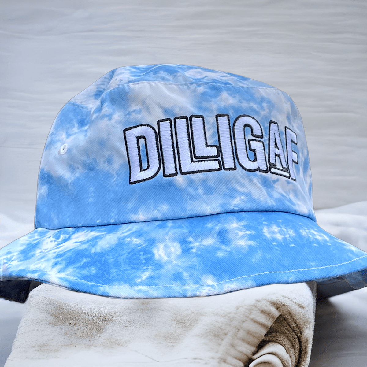 Tie Dye Sky Blue Dilligaf Bucket Hat – Dilligaf by Bohica Bill