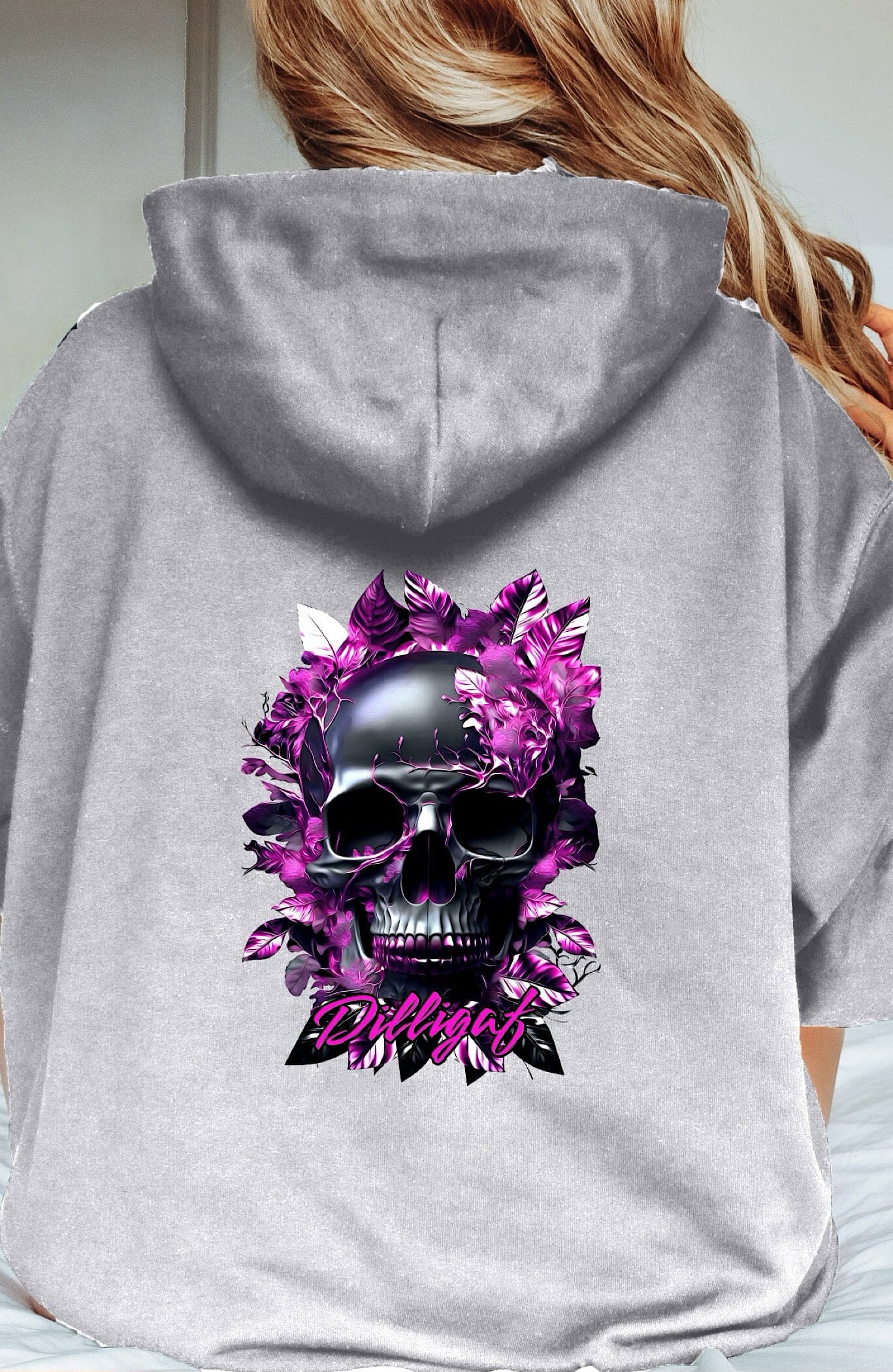 Dark Purple Skull Pullover Hoodie – Dilligaf by Bohica Bill