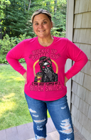 The Gia Pink Fitted Long Sleeve Tee/ Buckle up Buttercup