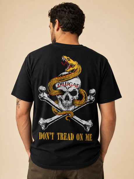 Model wearing the Don't Tread on Me Dilligaf T-Shirt