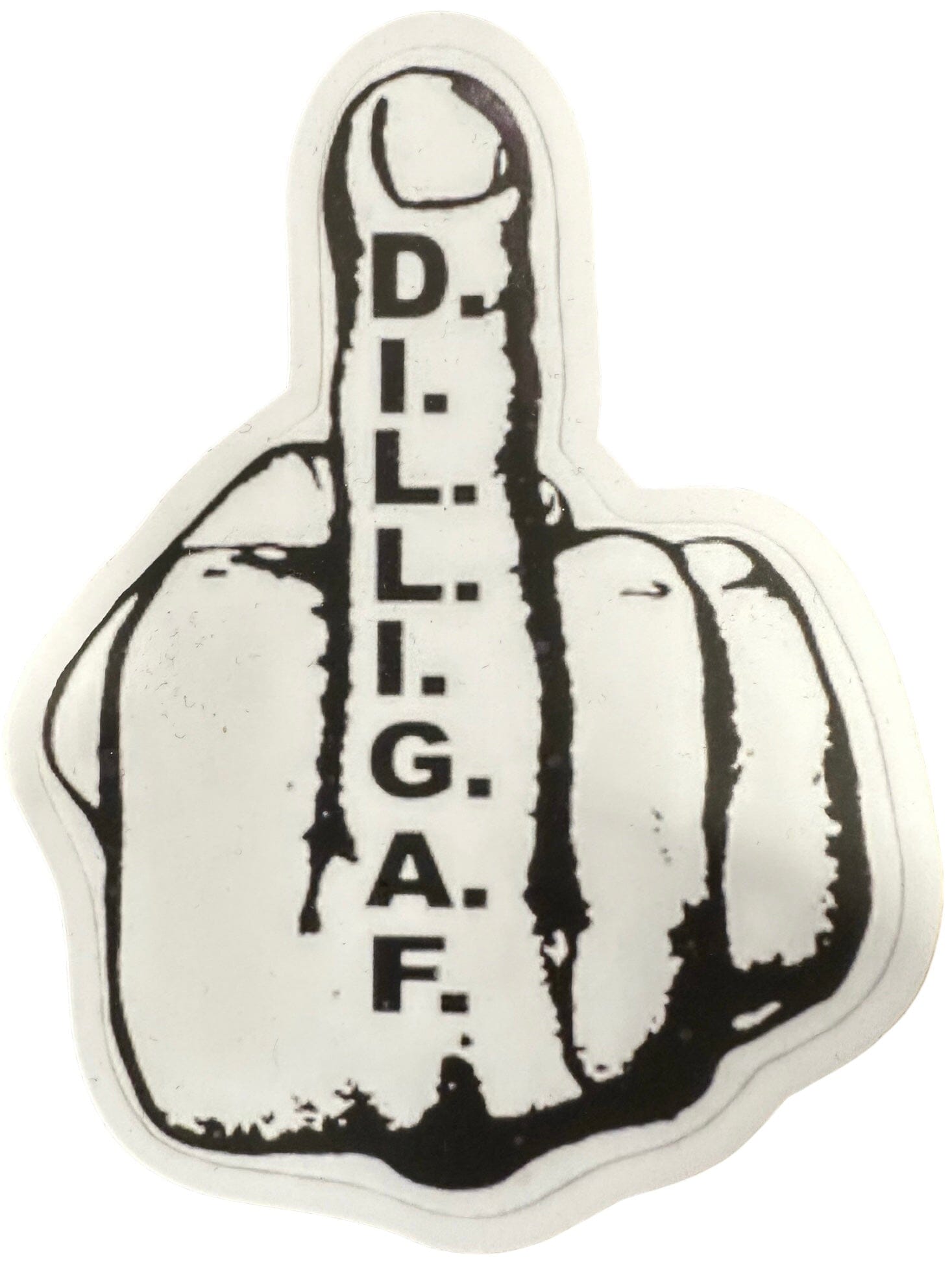 Middle Finger Dilligaf Sticker 5 x 3 3/4 – Dilligaf by Bohica Bill