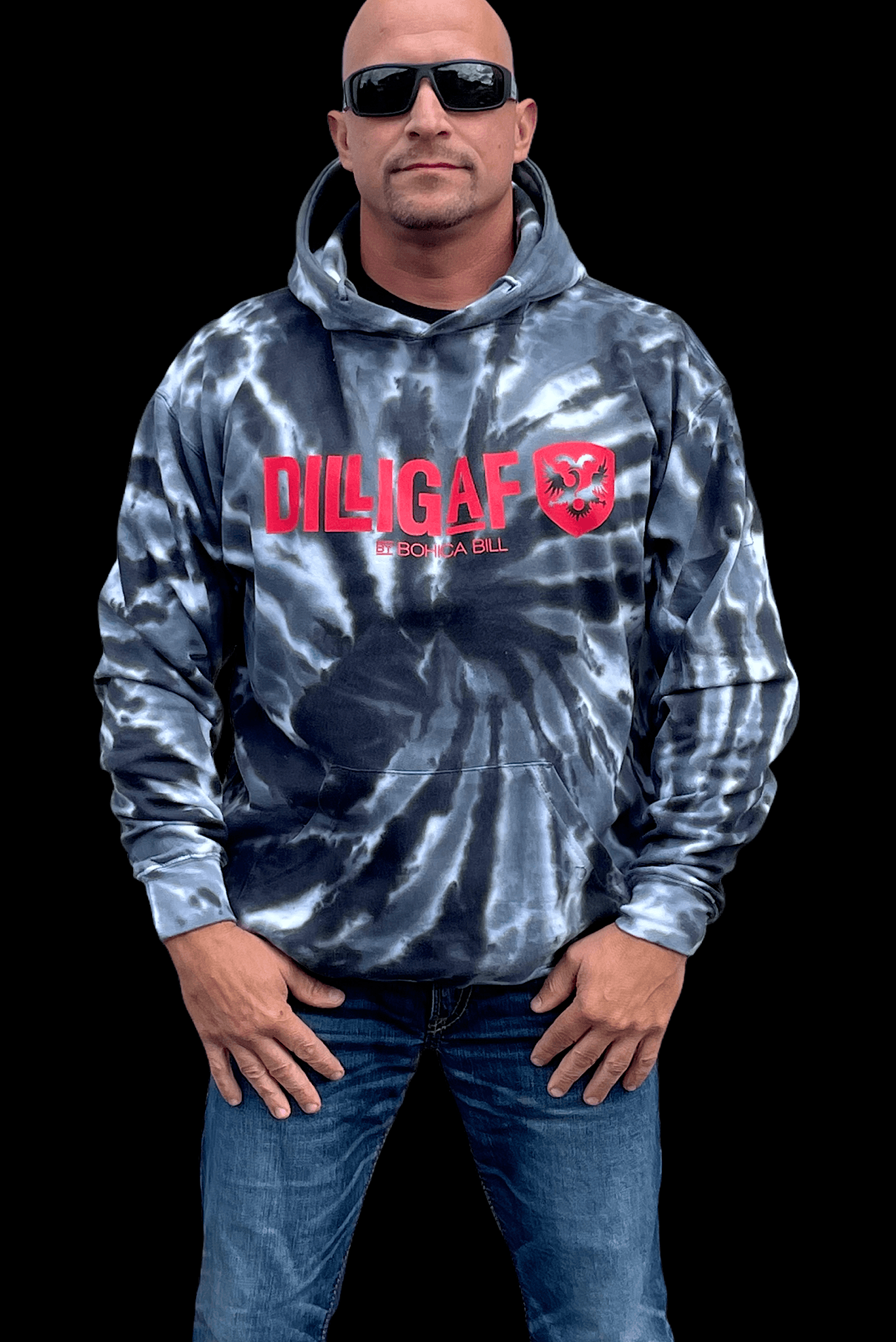 Bad Ass Black Tye Dye Pullover Hoodie – Dilligaf by Bohica Bill