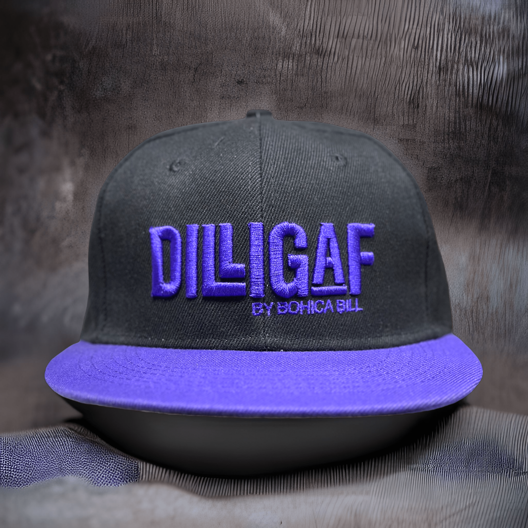 Purple flat top brim hat