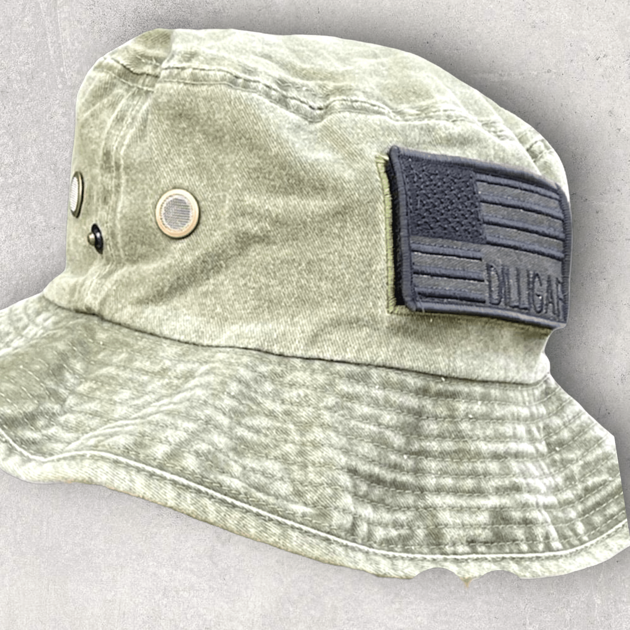 Olive Patriotic Dilligaf Bucket Hat